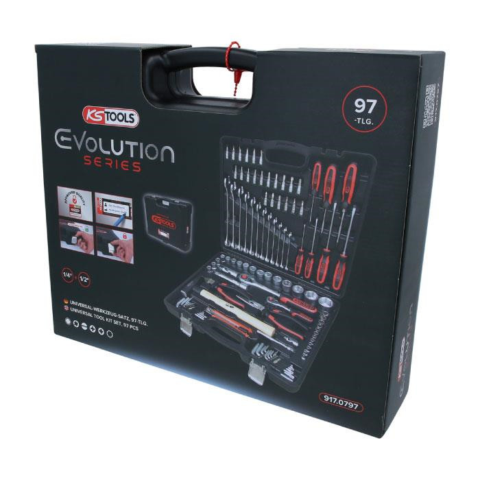 1/4"+1/2" Coffret d'outils universels, 97 pcs 1/4"+1/2" Coffret d'outils universels, 97 pcs
