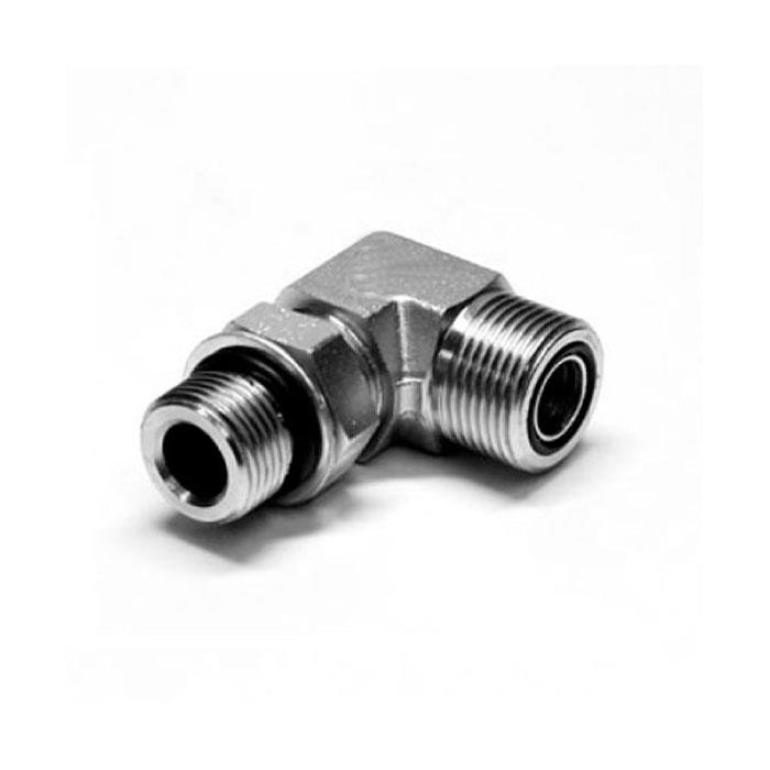 Adapteur 90° Mâle ORF - Mâle BSP avec écrou de calage Adapteur 90° Mâle ORF - Mâle BSP avec écrou de calage