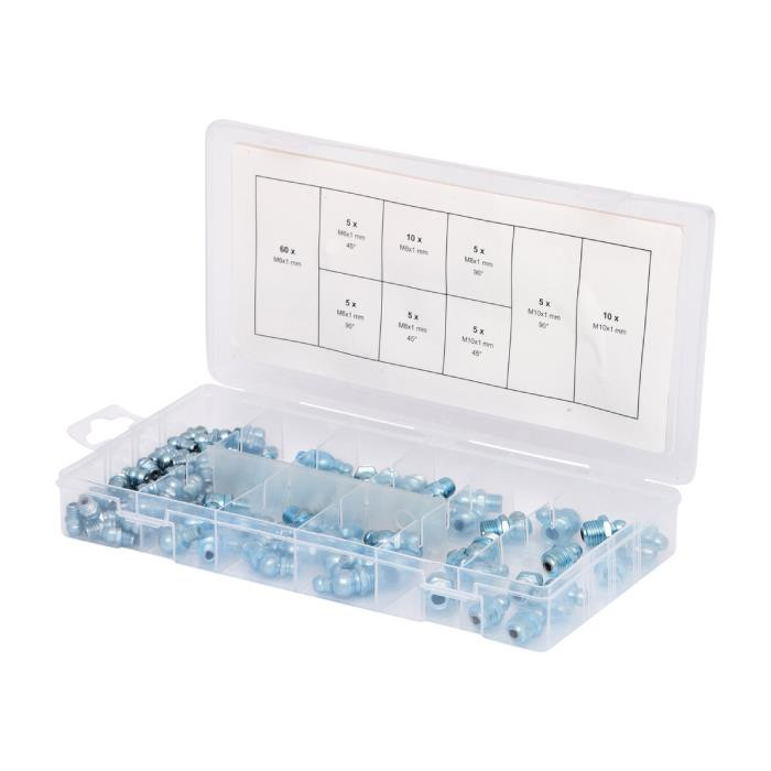 Assortiment de graisseurs, M6-8-10x1,0 - 110 PCS Assortiment de graisseurs, M6-8-10x1,0 - 110 PCS