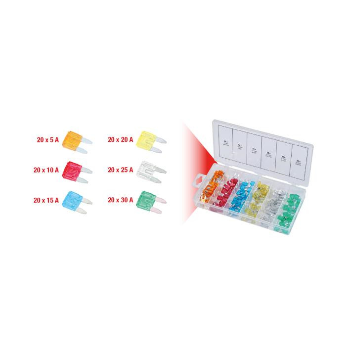 Assortiment de mini-fusibles, 5-30A - 120 PCS Assortiment de mini-fusibles, 5-30A - 120 PCS