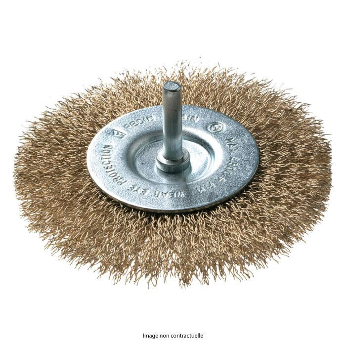 Brosse boisseau - type TA, tige 6 mm, laitonné, 0,30 mm, vrac - Ø 50 mm - FECIN Brosse boisseau - type TA, tige 6 mm, laitonné, 0,30 mm, vrac - Ø 50 mm - FECIN