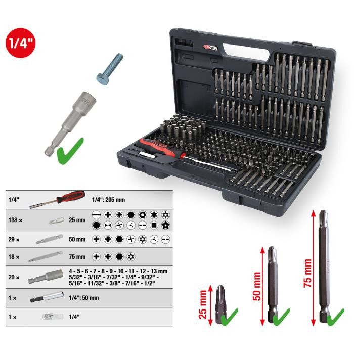 Coffret d’embout 1/4" - 208 PCS Coffret d’embout 1/4" - 208 PCS