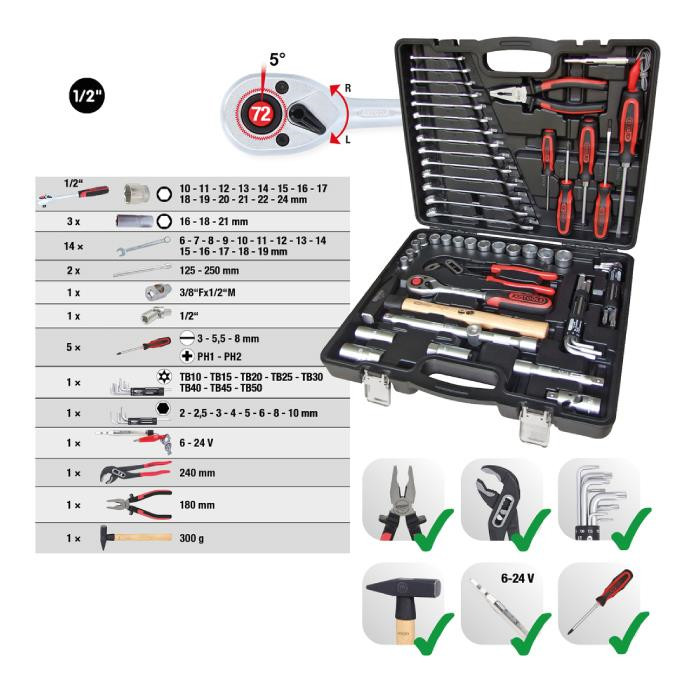 Coffret d'outils universels en 1/2" - 47 PCS Coffret d'outils universels en 1/2" - 47 PCS
