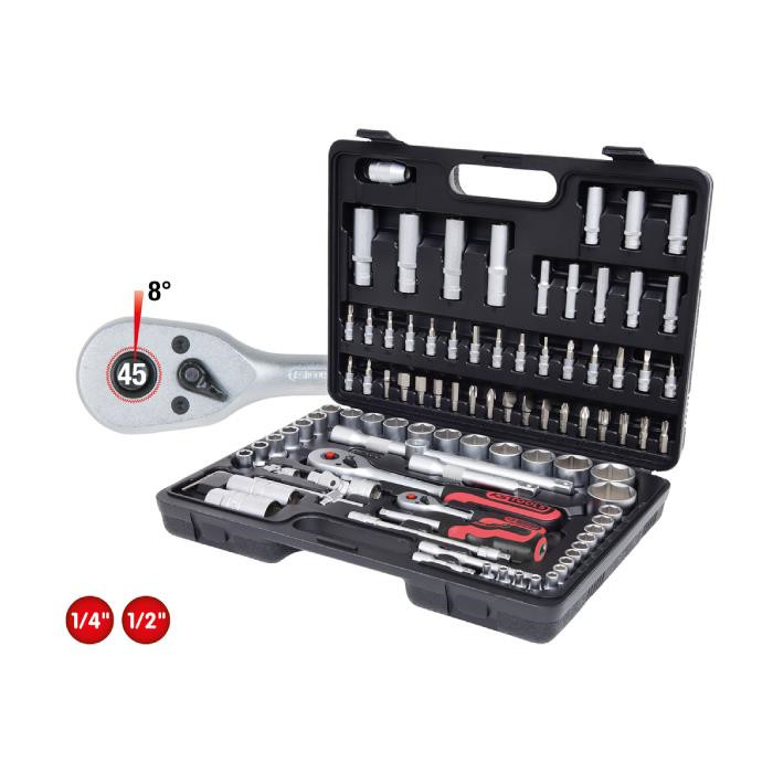 Coffret de douilles en 1/4" et 1/2" - 96 PCS Coffret de douilles en 1/4" et 1/2" - 96 PCS