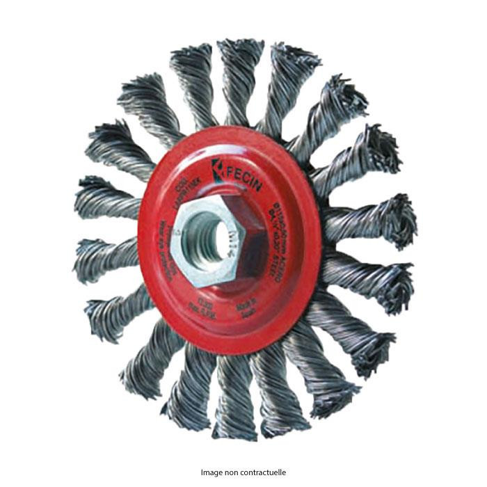 FECIN Brosse ronde - type PR, torsadé, M14, acier, 0,50 mm, blister - Ø 115 mm FECIN Brosse ronde - type PR, torsadé, M14, acier, 0,50 mm, blister - Ø 115 mm