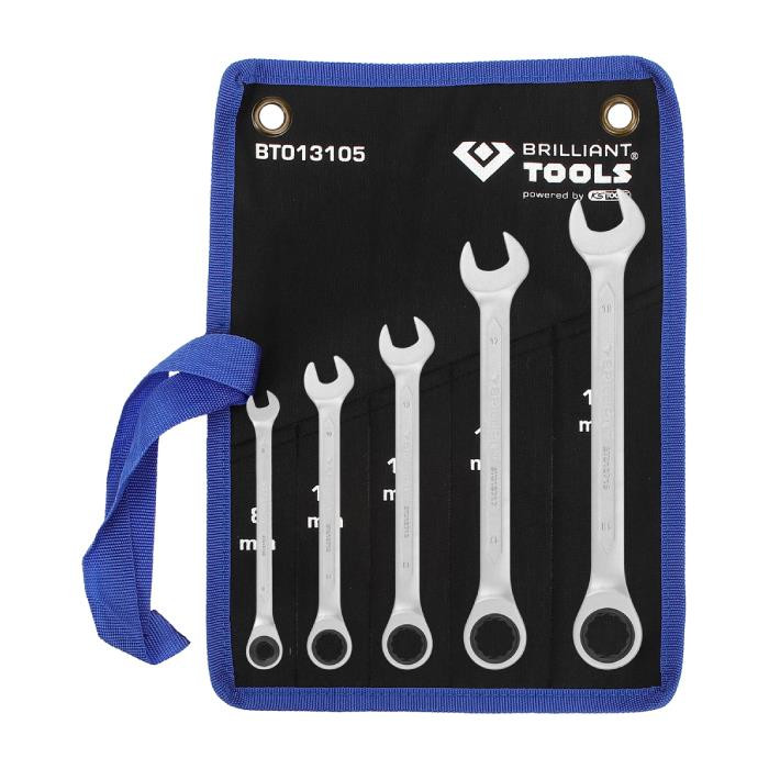 Jeu de clés polygonales à cliquet 8 - 19 mm - 5 PCS Jeu de clés polygonales à cliquet 8 - 19 mm - 5 PCS