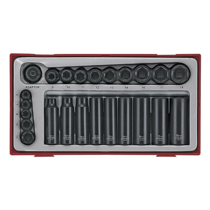 Jeu de douilles à choc 1/4"-3/8" Tc-tray 24pcs. Jeu de douilles à choc 1/4"-3/8" Tc-tray 24pcs.