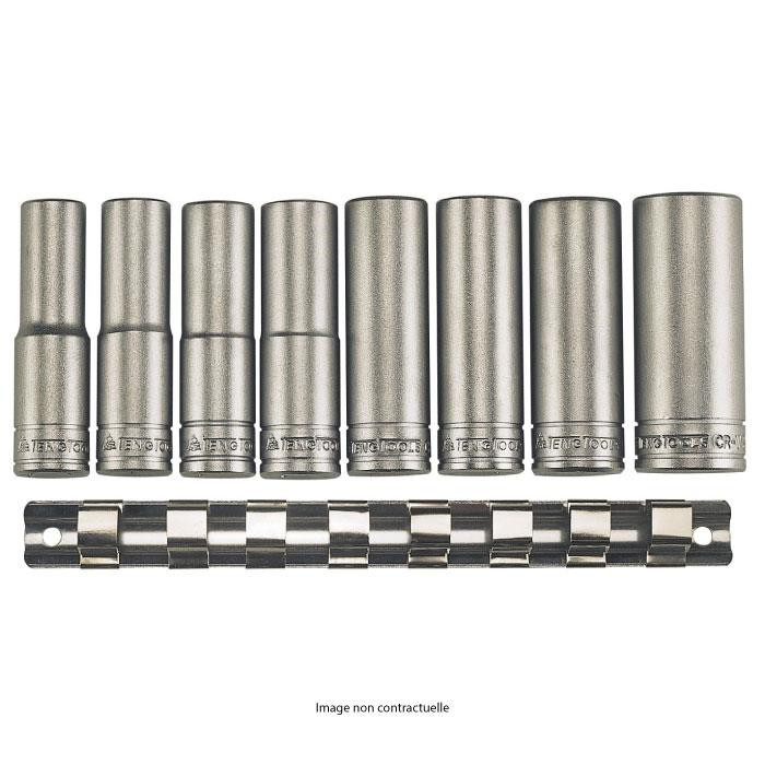 Jeu de douilles longues sur rail 1/2" - 8 PCS Jeu de douilles longues sur rail 1/2" - 8 PCS
