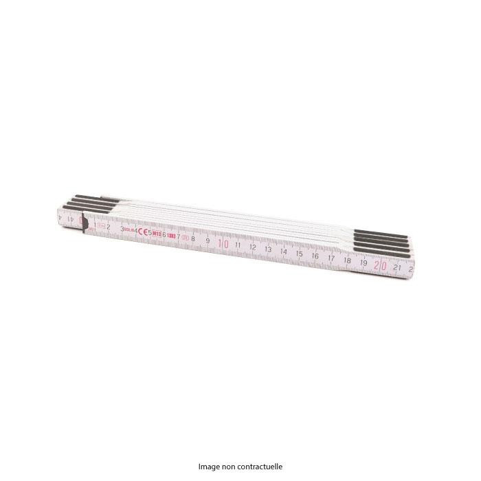 Mètre pliant bois PRO 2 m x 16 mm blanc - type TOP 5000 Mètre pliant bois PRO 2 m x 16 mm blanc - type TOP 5000