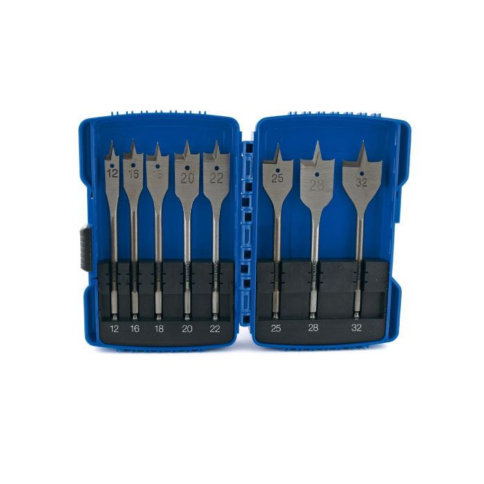 Set 8 mècges plates pour bois - "GREY STAR" - Diamètre 12,16,18,20,22,25,28,32 x 152 mm Set 8 mècges plates pour bois - "GREY STAR" - Diamètre 12,16,18,20,22,25,28,32 x 152 mm