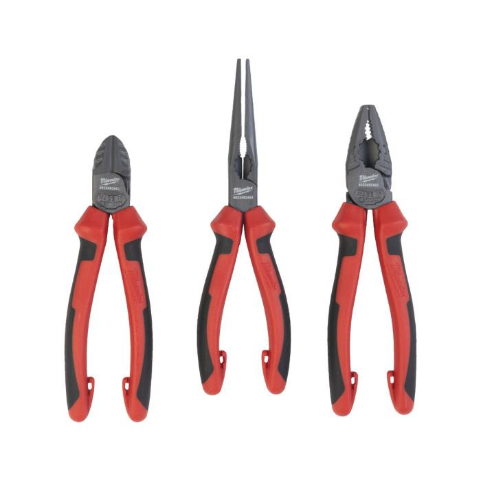 Set de 3 pinces : universelle / coupante / bec long Set de 3 pinces : universelle / coupante / bec long