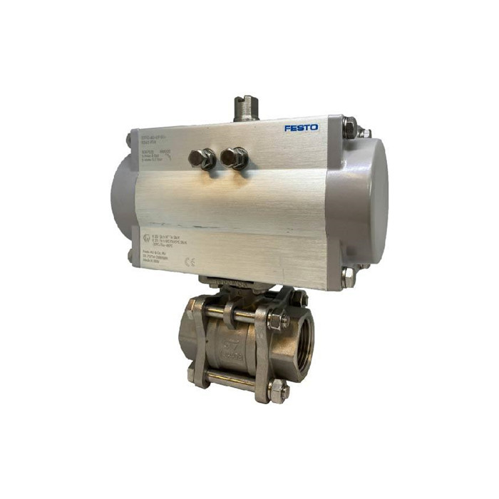 Vanne à boisseau sphérique en inox à commande pneumatique Vanne à boisseau sphérique en inox à commande pneumatique