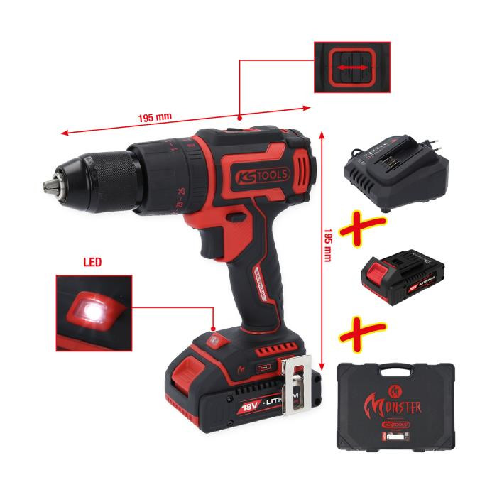 Visseuse à Percussion eMonster s/accu 18V + chargeur KS Tools Visseuse à Percussion eMonster s/accu 18V + chargeur KS Tools